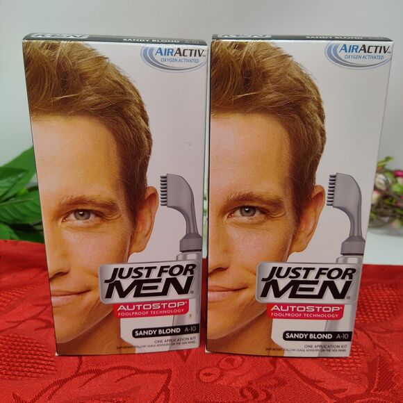2x A10 Just For Men Easy Comb-In Color Mens Hair Dye Sandy Blond A-10 Gray Cover - Picture 1 of 6